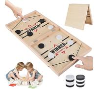 PKKP Gioco da tavolo Super Winner pieghevole 2 in 1, gioco da tavolo da hockey in legno, gioco da tavolo Maphilu, gioco da tavolo Fast Sling Puck Game, giocattolo educativo a partire dai 3 anni in su