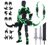 PKKP T13 Action Figure, T13 Action Figures già montato, stampa 3D di personaggi mobili con più giunti, action figure robot, regali decorazioni per desktop (nero-verde)