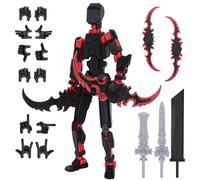 PKKP T13 Action Figure, T13 Action Figures già montato, stampa 3D di personaggi mobili con più giunti, action figure robot, regali decorazioni per desktop (nero-rosso)