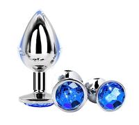 PKL1-Prodotto in Kit Blu Da 3 Pezzi in Acciaio Inossidabile, Adatto Ai Ḁnâlé Ṕlūg Ða donna uomo set vìbraňte accìaìô côÐa graňÐì Ðì vôlpê silicone aňal bůtt largê man kit mêtallô vìbrazìonì pìccôlô