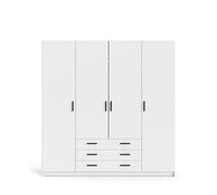PKline Spell - Armadio con 4 ante e 3 cassetti, larghezza 183 cm, colore: Bianco