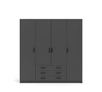 PKline Spell - Armadio con 4 ante e 3 cassetti, larghezza 183 cm, colore: Grigio opaco