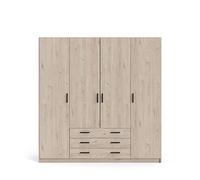 PKline Spell - Armadio con 4 ante e 3 cassetti, larghezza 183 cm, in legno di noce