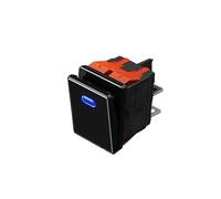 PKNVKZIDK 16A High Current Rocker Switch 4pin Aluminum Panel Waterproof IP65 with LED 9-24V Drawing Process, Aluminum Oxidation of Key(Blue(Black Panel),9-24V)