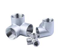 PKNVKZIDK 1PC 1" BSPT Female 3 Ways Corner Cross 304 Stainless Steel Pipe Fitting Connector Water Gas
