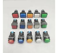 PKNVKZIDK 1pc 16mm LA16-11 Push Button Switch Self-Locking/Latching 3 Pin No+NC 1A/250VAC Square Yellow