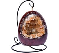 PKNVKZIDK Amethyst Geode Night Light Citrine Egg Quartz Crystal Lamp Bedside for Home Decor,Bedroom, Living Room Ideal Gift for Women & Men,Yellow