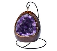 PKNVKZIDK Amethyst Geode Night Light Citrine Egg Quartz Crystal Lamp Bedside for Home Decor,Bedroom, Living Room Ideal Gift for Women & Men,Purple