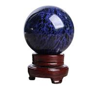 PKNVKZIDK Blue Crystal Ball Polished Stone Sphere with Stand, for Wealth and Protect Divination,140mm