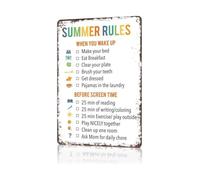 PKNVKZIDK Childrens Summer Schedule Metal Sign Visual Daily Rules Chart Retro Tin Plaque for Bedroom Nursery Playroom Decor Fun Learning Tool 8 X 12