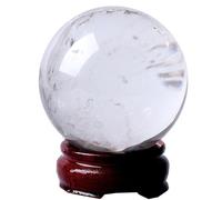 PKNVKZIDK Clear Quartz Crystal Ball with Stand Decorative Feng Shui Sphere Stone Figurine for Home Decor Desk,Xmas, 7cm/2.7in
