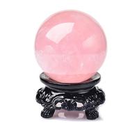 PKNVKZIDK Crystal Rose Quartz Stone Sphere with Stand Ball for Home Decorative Divination or Feng Shui and Fortune,100mm