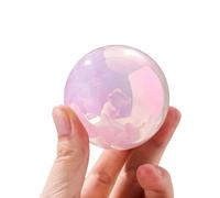 PKNVKZIDK Electroplated Rose Quartz Sphere Crystal Gemstone Ball Divination with Wood Stand Carved Stone Figurine Home Decoration,Diameter2.0