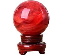 PKNVKZIDK Gemston Sphere Balls Red Crystal Ball Polished Divination Decorative with Wood Stand Witch Stones for Home Ornaments,200mm