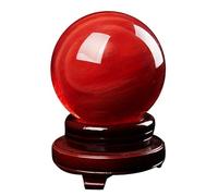 PKNVKZIDK Large Red Crystal Sphere Ball, Crystals Gemstone with Wood Stand,Melting Quartz Ruby for Home Decorative Divination Feng Shui,6.3"(16cm)