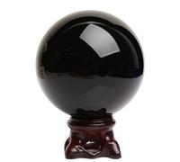 PKNVKZIDK Obsidian Crystal Ball with Stand Fortune Teller Mystical Quartz FengShui Divination Spheres Decorative Glass,15cm