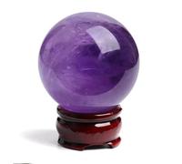 PKNVKZIDK Purple Crystals Sphere Amethyst Crystal Ball with Stand, Polished Quartz Stone Ornament for Home Office Decor Gift,9cm/3.54in