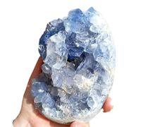 PKNVKZIDK Raw Blue Celestite Crystal Geode Irregular Specimens Ornaments for Home Art Decor,800~900g