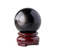 PKNVKZIDK Silver Obsidian Crystal Ball 55-75mm - Mystical Feng Shui for and, Halloween Decor, Divination Stone,65mm