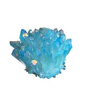 PKNVKZIDK Sky Blue Aura Crystal Cluster Angel Wand Points Raw Clear Quartz Rough Lemurian Seed Prism Charms Ornaments (Size : 300-400g)