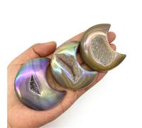 PKNVKZIDK Stone 1pc Naural Agate Moon Carved Crystal Geode Quartz Figurine Crystals Decor Gift