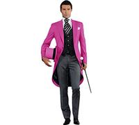 Pkrboro Uomo Abito a Lancia con Bavero Frac Tre Pezzi Smoking a Un Bottone con Giacca Pantaloni Gilet