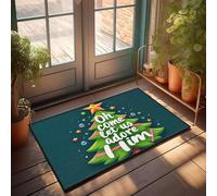 PKRD Divertente zerbino per esterni con albero di Natale con ornamenti e testo "Oh Come Let Us Adore Him". Zerbino decorativo per ufficio da uomo, cartello di benvenuto per porta d'ingresso (50 x 80