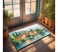 PKRD Tappeto per porta d'ingresso, un pittoresco villaggio lungo il fiume con edifici storici, zerbino per camera da letto, decorazione per bar sportivo (65 x 90 cm)