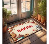 PKRD Zerbino autunnale Delicious Cupcakes, biscotti e un mixer con supporto circondato dalla parola cottura. Zerbino grande per porta d'ingresso, tappeto per interni autunnali (40 x 60 cm)