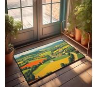 PKRD Zerbino autunnale per interni con una pittoresca campagna con colline ondulate, campi colorati e case sparse. Zerbino per adolescenti (65 x 90 cm)
