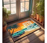 PKRD Zerbino con testo divertente, con scritta "Nothing Else Matters But This Vintage Beach Drive". Zerbino di benvenuto per interni ed esterni, per patio (50 x 80 cm)