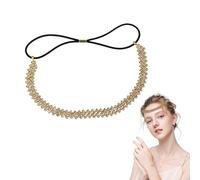 PKRFCJ Cerchietto dorato con strass da discoteca per donne, elegante accessorio per feste anni '70, con fascia elastica, strass di cristallo, per donne e ragazze