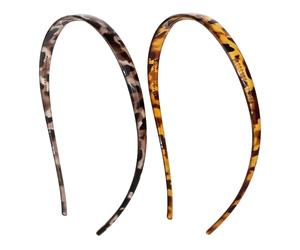 PKRFCJ Confezione da 2 fasce per occhiali da sole da donna, senza pressione, motivo leopardato, comode, antiscivolo, con denti, per capelli alla moda con guscio di tartaruga