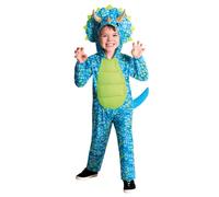 (PKT) 9912033 - Costume da dinosauro blu per bambini (4-6 anni)