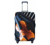 PKTTECRFPK Copertura per bagagli con stampa 3D per pianoforte, violino e note musicali, protezione da viaggio per trolley, elastica, lavabile, adatta per bagagli da 45 a 81 cm, 3D, L, Organizer per