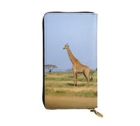 PKTTECRFPK Elegante portafoglio lungo con giraffa sotto l'albero in Africa, pochette da viaggio in pelle PU per donne e uomini, portafoglio lungo con cerniera, custodia per telefono, carte di credito