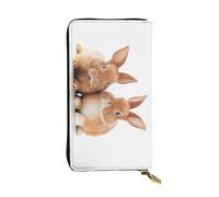 PKTTECRFPK Elegante portafoglio lungo con grazioso coniglio bianco da viaggio in pelle PU per donne e uomini, portafoglio lungo con cerniera, custodia per telefono, carte di credito e monete, 3D,