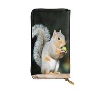 PKTTECRFPK Elegante portafoglio lungo con grazioso scoiattolo da viaggio in pelle PU per donne e uomini, portafoglio lungo con cerniera, custodia per telefono, carte di credito e monete, 3D, Taglia
