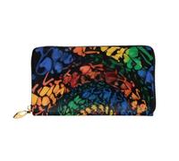 PKTTECRFPK Elegante portafoglio lungo con orsetto che balla tie-dye pochette da viaggio in pelle PU per donne e uomini, portafoglio lungo con cerniera, custodia per telefono, carte di credito e monete