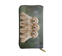 PKTTECRFPK Elegante portafoglio lungo Golden Retrievers da viaggio in pelle PU per donne e uomini, portafoglio lungo con cerniera, custodia per telefono, carte di credito e monete, 3D, Taglia unica,