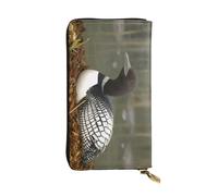 PKTTECRFPK Elegante portafoglio lungo Loon Nature Birds Travel PU pelle pochette per donne e uomini - Portafoglio lungo con cerniera, custodia per telefono, carte di credito e monete, 3D, Taglia
