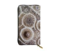 PKTTECRFPK Elegante portafoglio lungo Petoskey Stone Travel in pelle PU per donne e uomini - Portafoglio lungo con cerniera, custodia per telefono, carte di credito e monete, 3D, Taglia unica, Casual