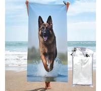 PKTTECRFPK Telo mare in microfibra con cane pastore tedesco 3D, 160 x 80 cm, telo mare per adulti extra large, morbido, leggero, ad asciugatura rapida, senza sabbia, super assorbente, per viaggi