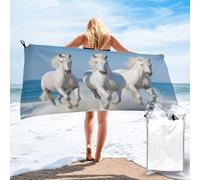 PKTTECRFPK Telo mare in microfibra con cavalli che corrono artistici, 160 x 80 cm, telo mare per adulti extra large, morbido, leggero, ad asciugatura rapida, senza sabbia, super assorbente, per viaggi