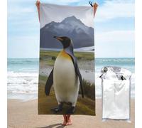 PKTTECRFPK Telo mare in microfibra con pinguino 3D, 160 x 80 cm, telo mare per adulti extra large, morbido, leggero, ad asciugatura rapida, senza sabbia, super assorbente, per viaggi, nuoto, campeggio