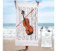 PKTTECRFPK Telo mare in microfibra con violino 3D, 160 x 80 cm, telo mare per adulti extra large, morbido, leggero, ad asciugatura rapida, senza sabbia, super assorbente, per viaggi, nuoto, campeggio
