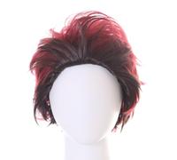 PL-171 Rosso Marrone Capelli corti a gradini per Tanjiro Kamado Demon Cosplay Parrucca Wig Anime Manga