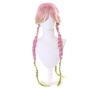 PL -594 treccia intrecciata rosa verde 85 cm per Mitsuri Kanroji Pastel Goth Cosplay Parrucca Wig Anime Manga