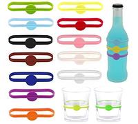 PLABBDPL 12Pezzi Segnabicchieri Silicone,Colorati Segnabicchieri Vino,Identificatore del Bicchiere di Vino,Boccali di Birra Segna Calici Marcatori di Bevande,per Casa Bar Festa di Cocktail, 12 Colori