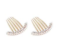 PLABBDPL 2 Pcs Pettine Laterale con Strass, Strass Pettine per Capelli,Per Capelli Vintage in Metallo Per Donne E Ragazze,Pettinini Fermacapelli Fermaglio Capelli Donna Elegante con strass di perle